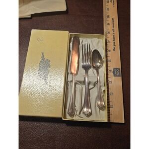 Wm Rogers 1914 Pattern Silverplate 3 Piece Flatware Set with OriginalBox Vintage